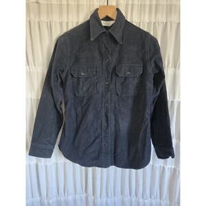 Woolrich Womens Vintage Corduroy Button Shirt Size 10 Shacket Jacket Dark Blue